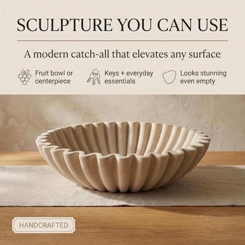 OAKOA Concrete Bowl Decor - Organic Modern Home Decor - Cement Bowl