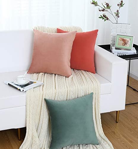 Jeneoo Comfy Soft Thick Fall Velvet Throw Pillow Covers for Sofa Couch, Decorative Solid Square Cushion Cases for Bedroom Car (Orange Yellow, 20 x 20 Inches, 2 Pieces)