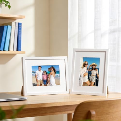 HappyHapi 8x10 Picture Frames Set of 10, Wall or Tabletop Display, White