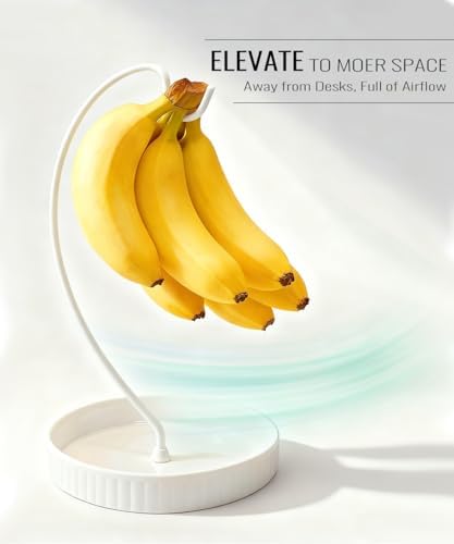 VROOMIUM Banana Holder Stand, Ceramic Bowl Easy Clean, Fruit Basket, White