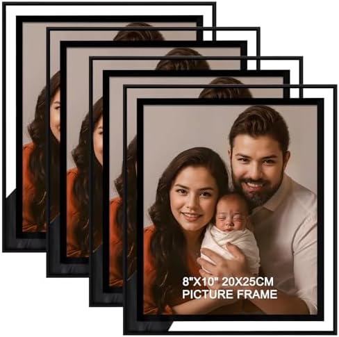 8x10 Picture Frames Set of 4, Black Glass Photo Frame,for Wall Mount or Tabletop Standing,Gift Picture Frame, Horizontally or Vertically (8x10, Black)