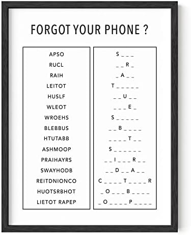 HAUS AND HUES Funny Bathroom Decor and Signs | Funny Black and White Bathroom Wall Art, Modern Powder Room or Guest Bath Decor | 12"x16" UNFRAMED (Unscramble)