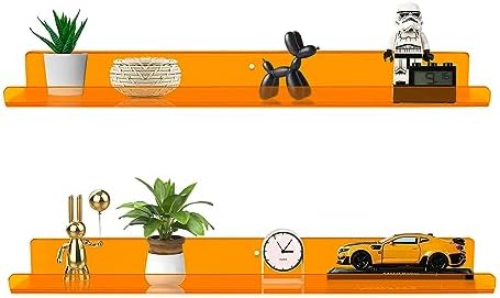 ROYALITA 2-Pack Acrylic Shelves Wall Mounted, 24 Inch Floating Shelves