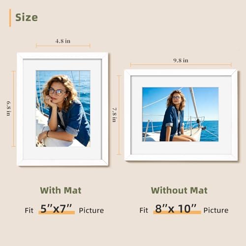 HappyHapi 8x10 Picture Frames Set of 10, Wall or Tabletop Display, White