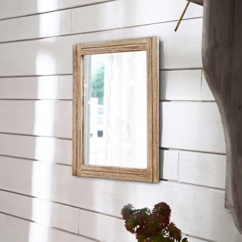 AAZZKANG Rustic Mirror for Wall with Rectangle Wood Framed Decorative Hanging Mirrorrs for Bedroom Bathroom Living Room Dressing Room