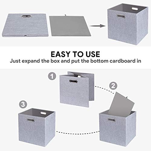 Posprica 11 Inch Cube Storage Bins for Organization, Fabric Storage Cubes Closet Storage Bins for Cube Organizer, Thick and Heavy Duty Storage Baskets for Shelves, 4pcs, Sliver Grey