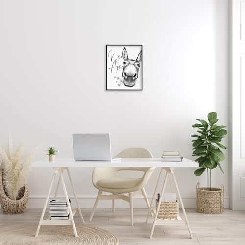 Stupell Industries 'Nice Arse Donkey Pun', Framed Giclee Art, Black, 16 x 20 Inches, Easy to Hang and Sturdy, Made in USA, by Lettered and Lined