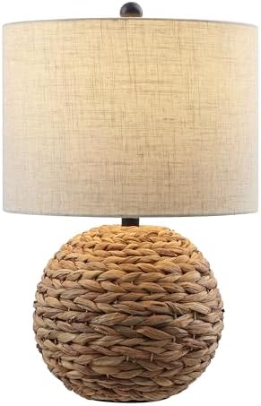 JONATHAN Y Camilo Coastal Woven Rattan Globe Table Lamp 21.5", Brown