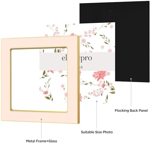 eletecpro 4x4 Enamel Picture Frame with Real Glass Cover, Pink, 1-Pack