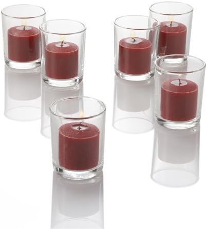 Set of 144 Richland Votive Candles Red Unscented and 144 Clear Glass Eastland Votive Holders
