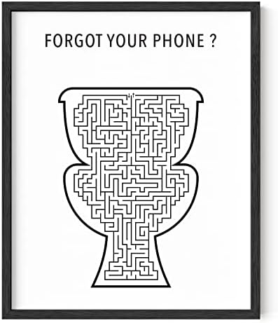 HAUS AND HUES Funny Bathroom Wall Art Decor Signs - Toilet Rules Maze (Unframed 16x20)