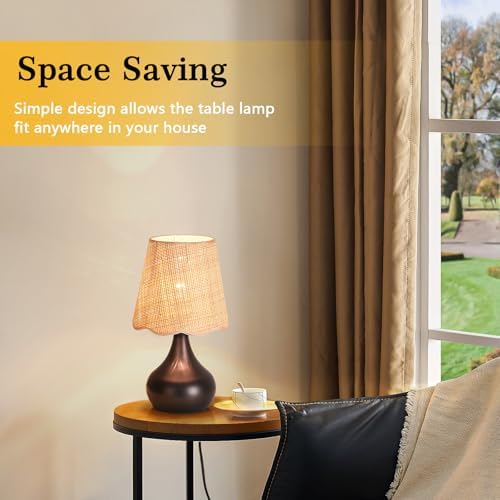 Ziqqeelam Oil Rubbed Bronze Small Table Lamp for Bedside, Farmhouse Bedroom Lamps for Nightstand, Vintage Small Table Lamps for Small Spaces for Bedroom, Kitchen Counter, End of Table, Office