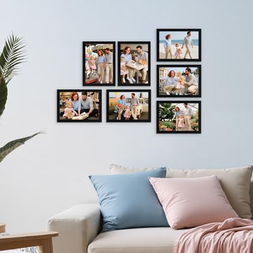 Giftgarden 5x7 Picture Frame Black Set of 16, Lightweight 5 by 7 Photo Frames Bulk for Family, Office, Living room Wall Hanging and Tabletop Display
