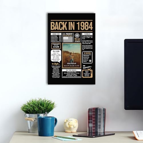 Personalized 41st Birthday Party Decorations Men, Women, Him, Her - Custom Gifts Idea For 41 Years Old, Back In The Year You Born Newspaper For 41st Birthday Poster No Frame Black Gold