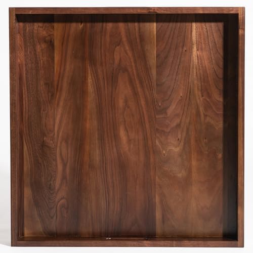 22" Square Handmade Large Black Walnut Ottoman Tray with Handle