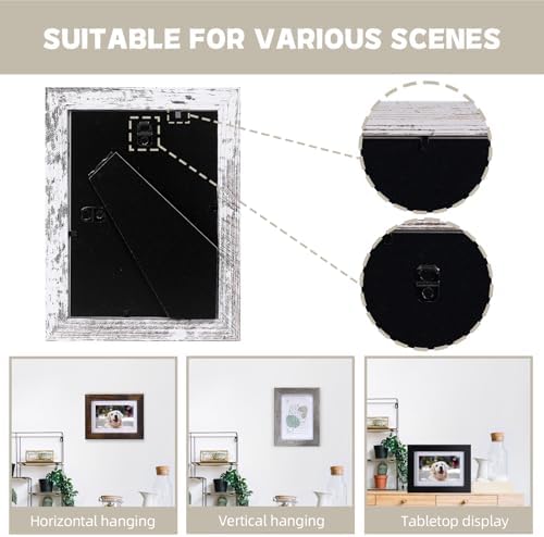 Muzilife 5x7 Wood Picture Frame with Mat, Real Glass Cover, Mix, 4 Pack