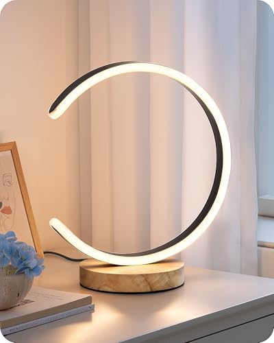 EDISHINE LED Table Lamps for Living Room, C-Shaped Modern Bedside Lamp