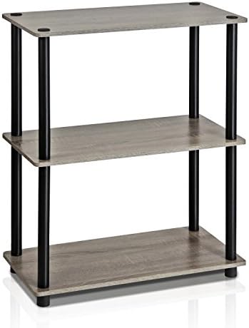 Furinno TURN-N-TUBE Storage Shelves, 3-Tier Book Shelf, Corner Shelf, Toolless Open Shelves, for Organization and Storage, Living Room, Garage, Home Office, French Oak