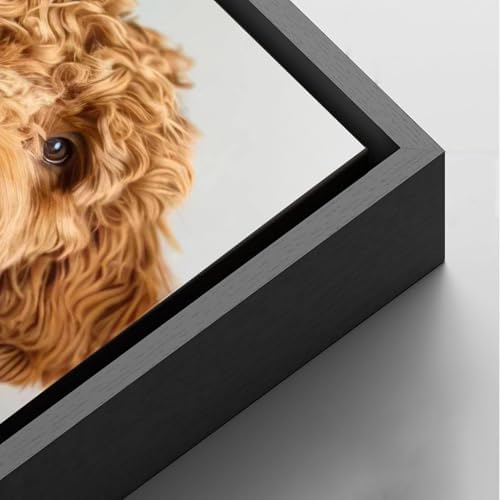 FGQ Framed Funny Dog Bathroom Canvas Wall Art Cute Animal Humorous Goldendoodle Painting Pictures Restroom Wall Decor You Will Never Pee Alone Poster Print Artwork for Toilet Nursery Decor 12x16in