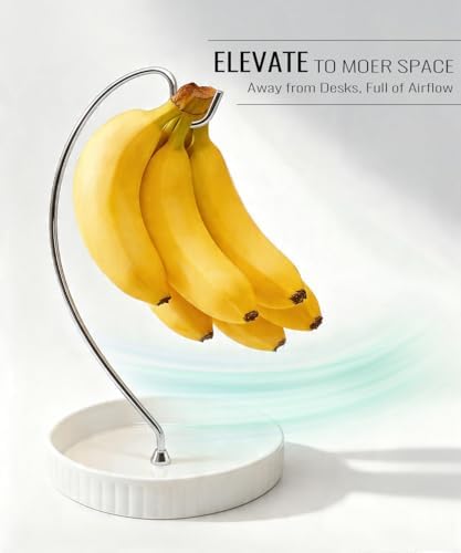 VROOMIUM Banana Holder Stand, Ceramic Bowl Easy Clean, Fruit Basket, Silver