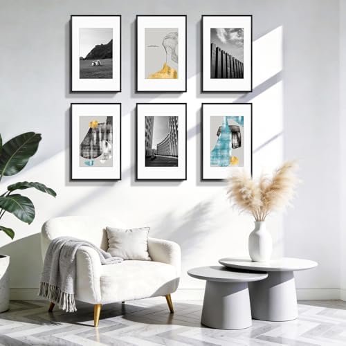 Golden State Art 11x17 Black Aluminum Frame, Real Glass, Mat Fits 8x12