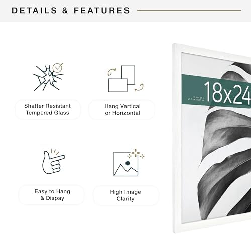 MCS Studio Gallery Poster Frame, 18x24, White Woodgrain, 1-Pack