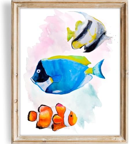 Tropical Fish Art Print | Unframed 8x10 | Aesthetic Wall Decor | Vibrant Wall Prints for Living Room | Ocean-Themed Art | Perfect for Home, Office, or Coastal Room Decor | Art Prints for Wall Decor