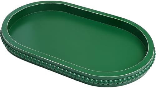 Hrastany Green Oval Wood Decorative Ottoman Tray for Coffee Table