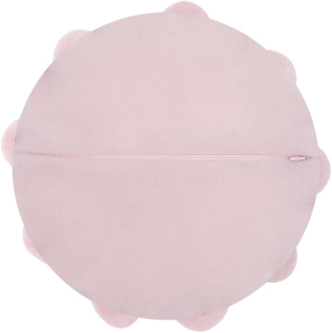 JWH Handmade Flower Throw Pillow Cover with Insert White Stripes Decorative Round Cushion Stereo Pillowcase for Bed Couch Bedroom Chair 14 Inch Pink Polyester