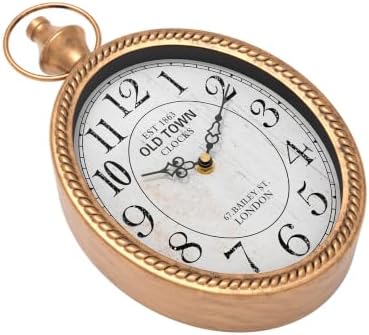 Menterry Small Retro Oval Wall Clock Antique Old Design, Gold Vintage Style