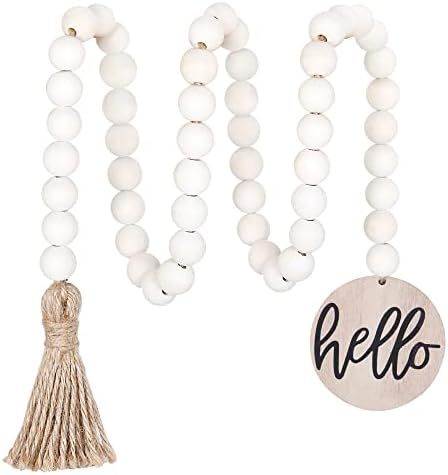 Meplait Hello Wooden Bead Garland, 38in Decorative Beads Home Decor