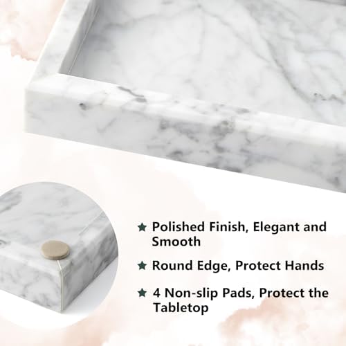 Real Natural Small Marble Tray for Bathroom, Vanity, Kitchen Counter