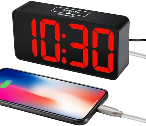 DreamSky Small Digital Alarm Clock for Bedroom with Large Big Numbers