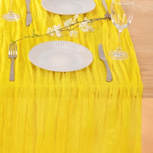 3 Pack Yellow Cheesecloth Table Runner 10ft Rustic Gauze Centerpiece