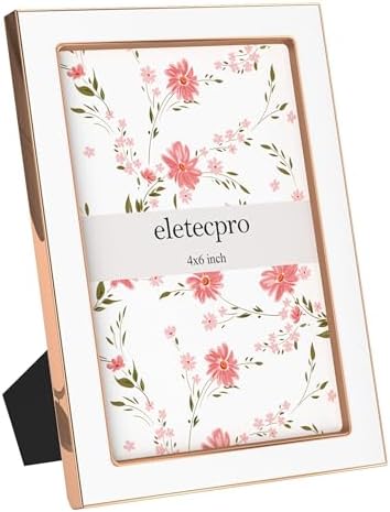 eletecpro 4x6 Enamel Picture Frame with Real Glass Cover, White, 1-Pack