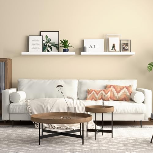 Boswillon Floating Shelves Set of 2, Long Wall Shelf with Lip, 24in, White