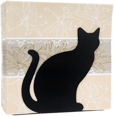 SOFFEE DESIGN Iron Vertical Cat Napkin Holder, Animal Shadow Napkin Stand Convenient Desktop Storage Decoration, Adorable Paper Towel Dispenser for Kitchen Countertops, Dining Table, Sitting Kitty