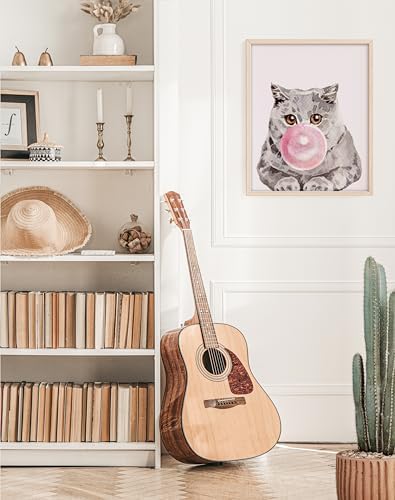DREAM BIG PRINTABLES Cat Blowing Bubble Gum | British Shorthair Art Print - 11x14 (Unframed) | Adorable Feline Decor for Cat Lovers
