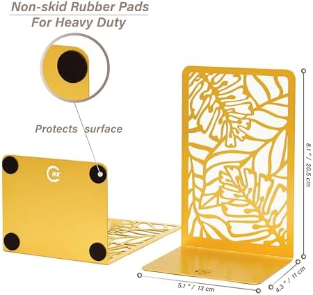 CNK Premium BookEnds - Metal Book Stoppers for Home Office, Book Shelf Holder, Home Decorative (Tropical Gold)