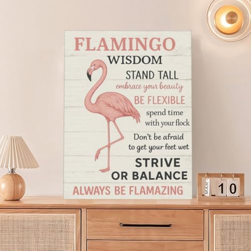 Pink Flamingo Decor Wall Art Flamingo Wisdom Pictures Inspirational Quotes Canvas Prints Painting Animal Artwork Decoration for Bathroom Bedroom Living Room Framed Girls Gifts 20"x24"