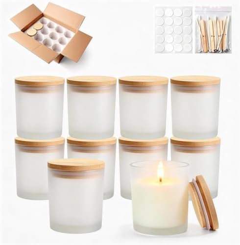 12-Pack 7oz Glass Candle Jars for Making Candles -Frosted