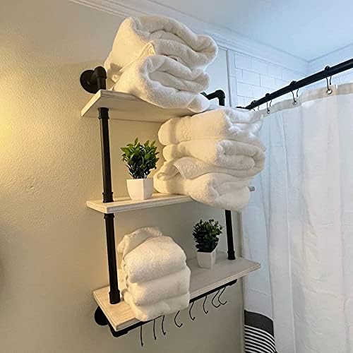 ROGMARS Industrial Pipe Shelving Bathroom Shelves with Towel Bar