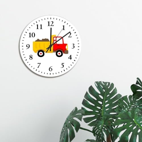 Cute Dump Truck Wall Clock Vehicle Boys Room Nursery Clock for Kids