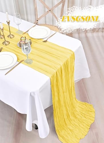 10 Pack Light Yellow Cheesecloth Table Runner Long,21.5 x 120 Inch