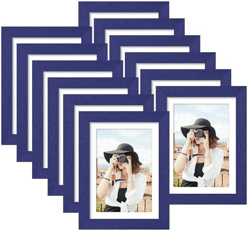 Picrit 5x7 Picture Frame Set of 12, Modern Gallery Wall Frames, Navy Blue