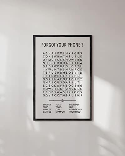 HAUS AND HUES Funny Bathroom Wall Art – Word Search Print, Unframed Bathroom Decor for Kids or Guests, Fun Powder Room or Restroom Sign (24x36, Unframed)