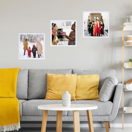 JCJMY 10x10 Picture Frame Set of 6 Black for Wall Hanging, Wall Mounting Horizontally or Vertically, 10 x 10 Square Wall Gallery Poster Photo Frame with Shatter Resistant Plexiglass,6 Pack, White