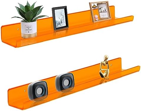 ROYALITA 2-Pack Acrylic Shelves Wall Mounted, 24 Inch Floating Shelves