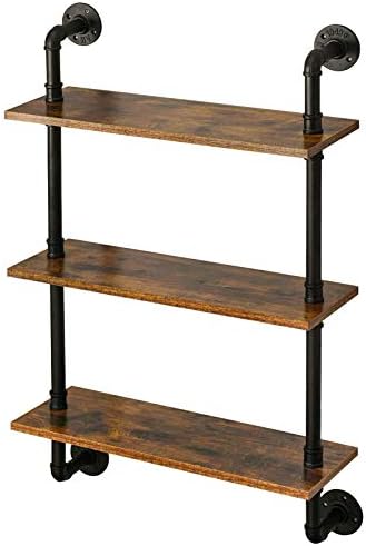IBUYKE 3-Tiers Industrial Pipe Shelves, Pipe Floating Shelves RF-TM003