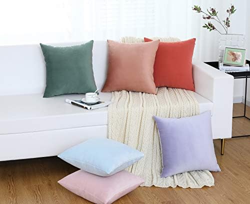 Jeneoo Comfy Soft Thick Kids Velvet Throw Pillow Cases for Sofa Couch, Decorative Solid Square Cushion Covers for Bedroom Car (Lavender, 12 x 12 Inches, 2 Pieces)